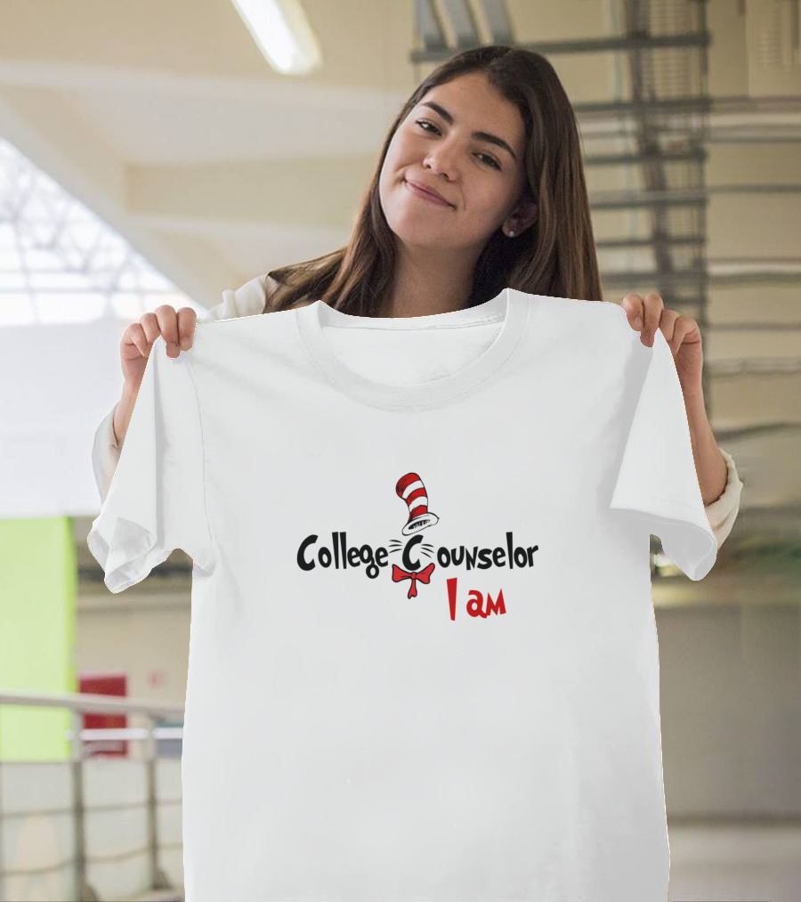 College Counselor I Am Dr. Seuss Hat and Bow Tie T-Shirt