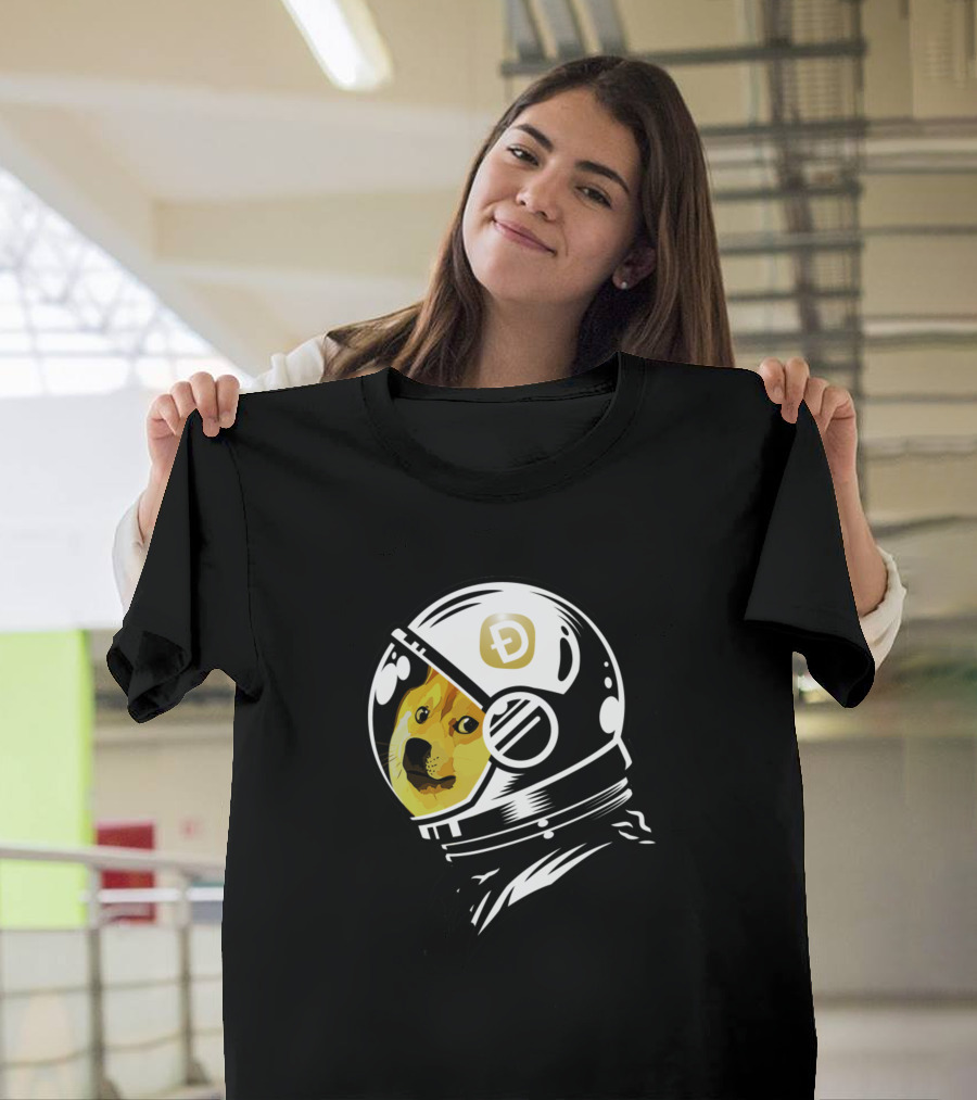 Dogecoin Astronaut Dog in Space Helmet T-Shirt