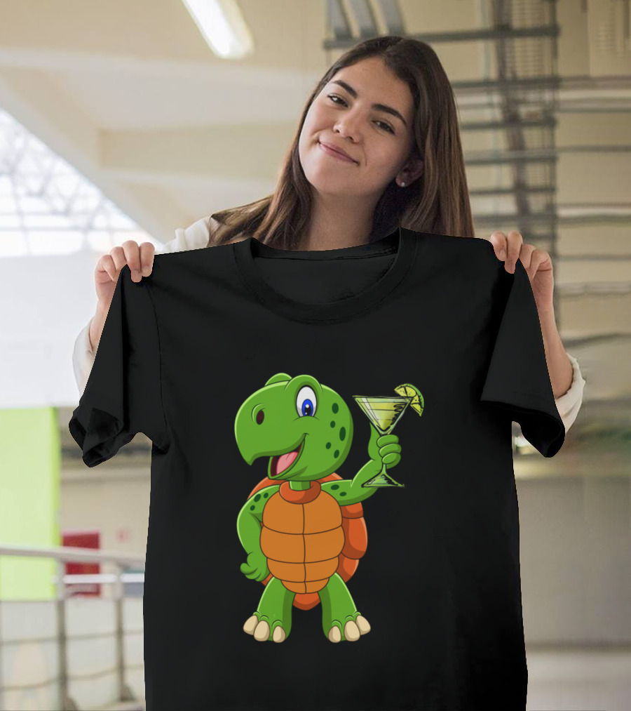 Green Sea Turtle Cocktail Cheers Unique T-Shirt