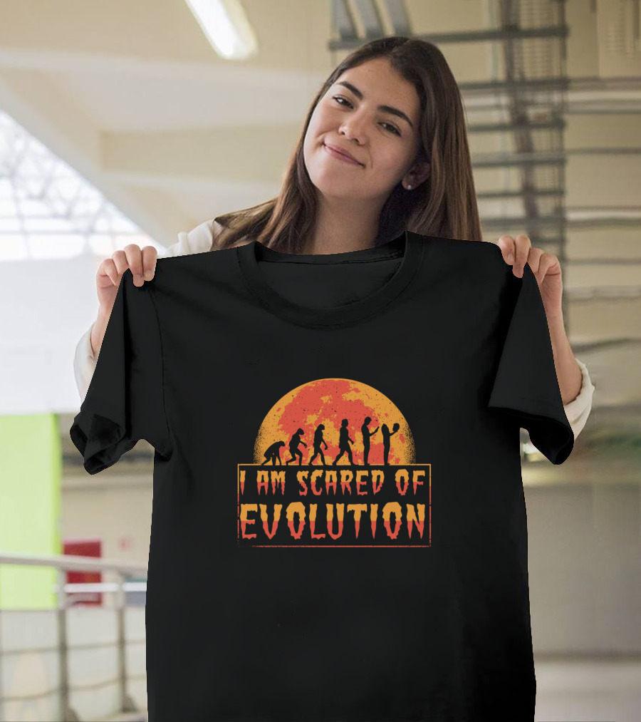 I Am Scared Of Evolution Moon T-Shirt