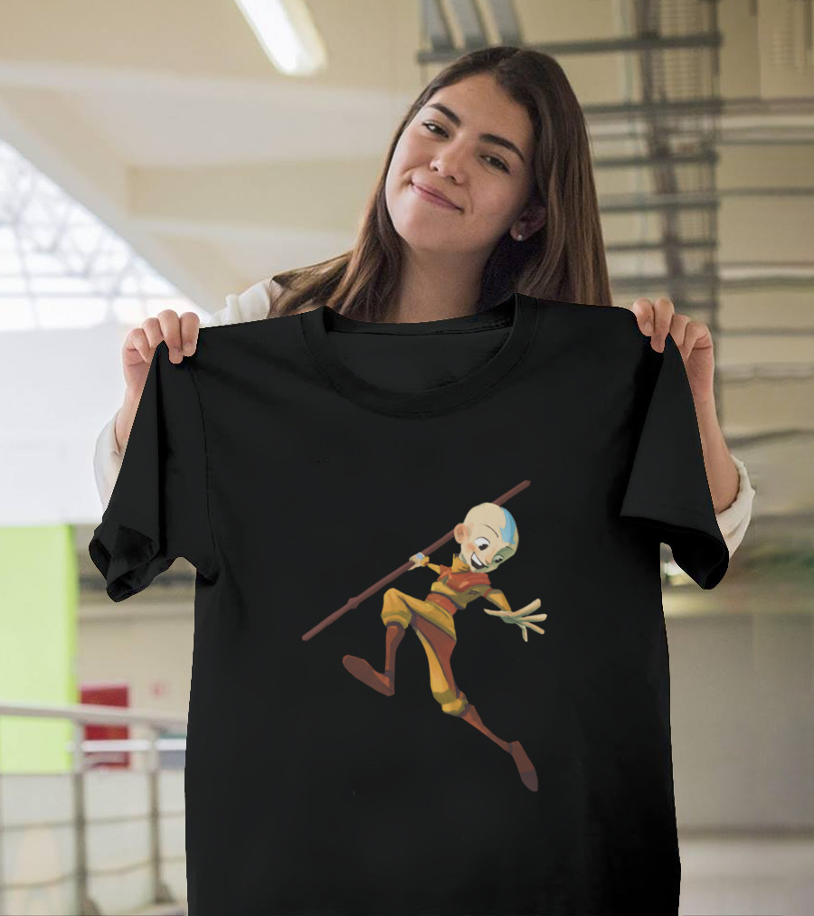 Aang Avatar Airbender Staff Action Pose T-Shirt