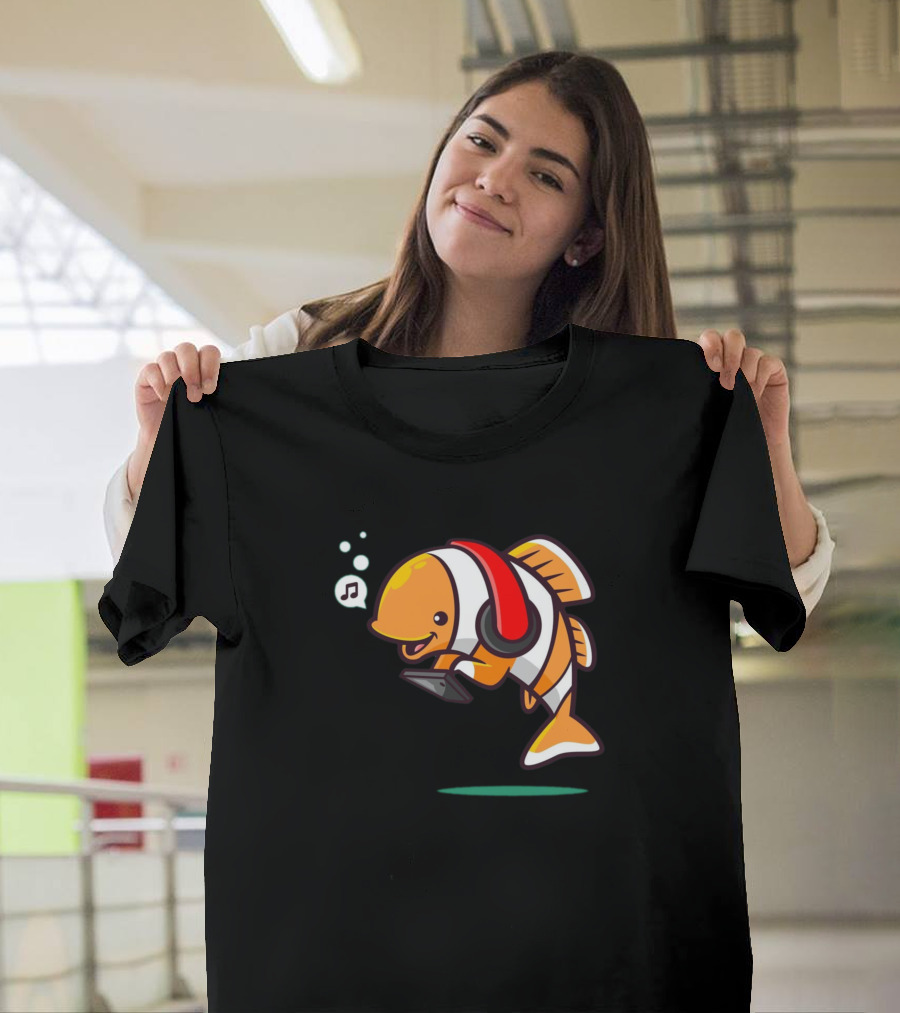 Beautiful Fish with Headphones and Music Note T-Shirt