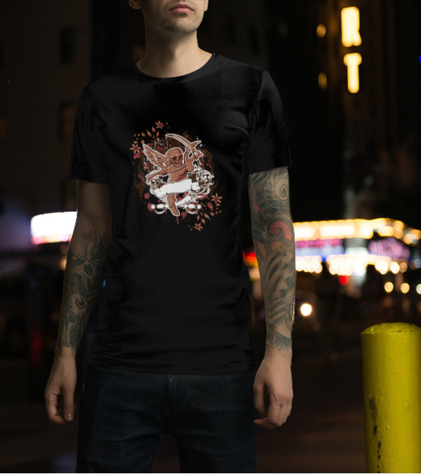 Beware The Skull Of Cupid As The Grim Reaper With Scythe And Wings Surrounded By Floral T-Shirt