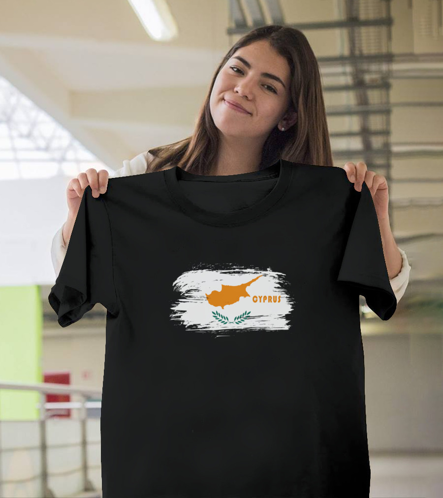 Cyprus Flag and Map with Olive Branches T-Shirt