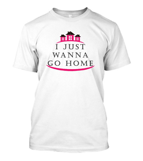 I Just Wanna Go Home Pink House Motif T-Shirt