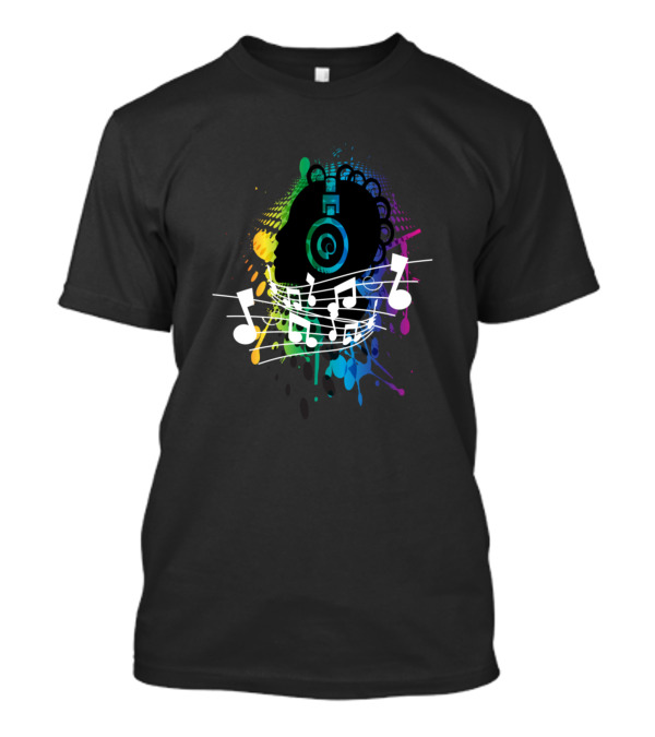 Colorful Headphones With Musical Notes And Rainbow Sound Waves T-Shirt