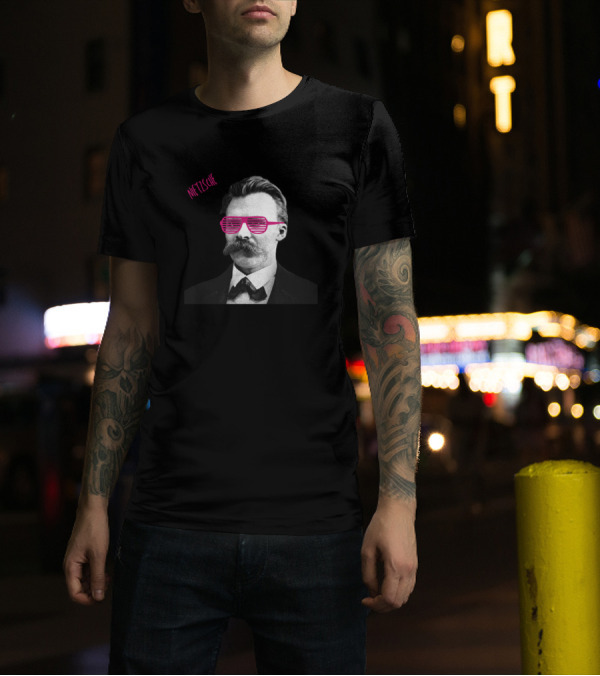 Nietzsche Sunglasses Retro Style Black And Pink T-Shirt