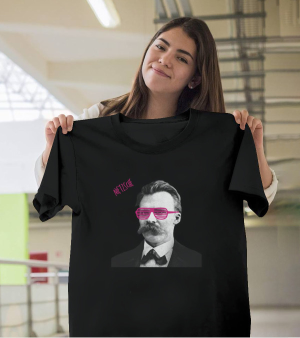 Nietzsche Sunglasses Retro Style Black And Pink T-Shirt