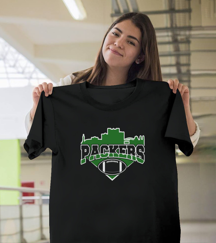 Packers Football Skyline Team Logo With Football T-Shirt