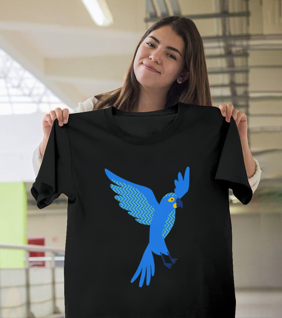 Blue Parrot with Vibrant Zigzag Pattern Wings T-Shirt