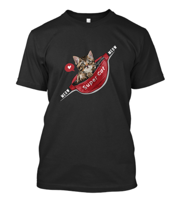 Super Cat Meow Kitten In Red Waist Bag T-Shirt