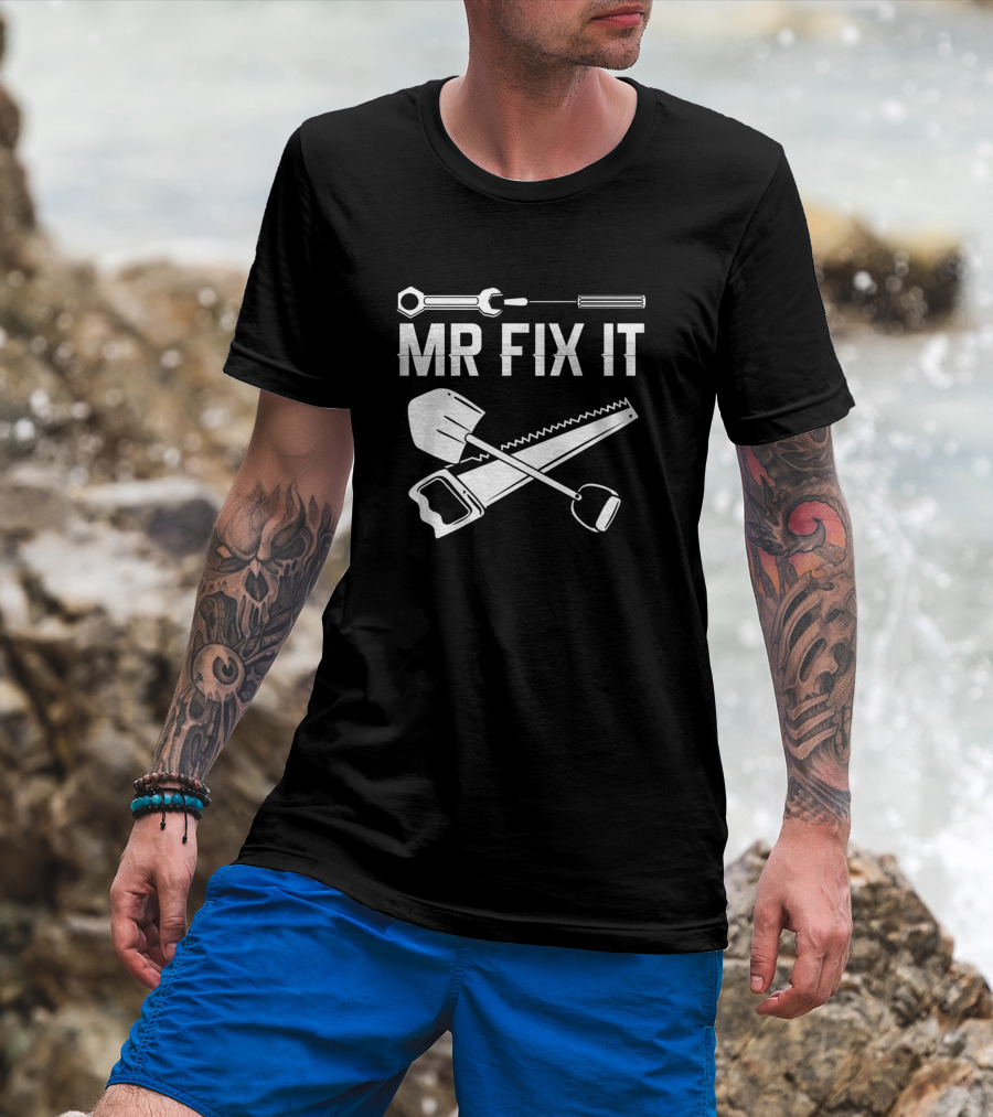 Dad Child Mr Fix It Wrench Saw Shovel Tools T-Shirt