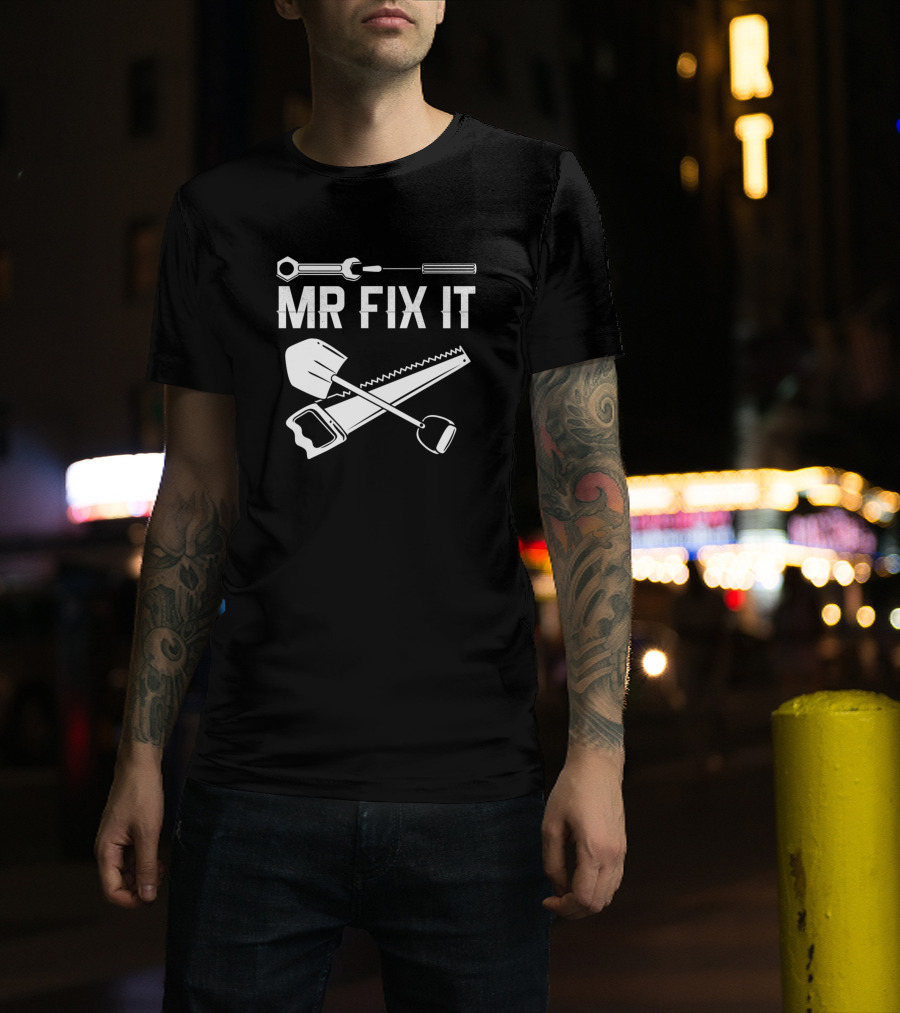 Dad Child Mr Fix It Wrench Saw Shovel Tools T-Shirt