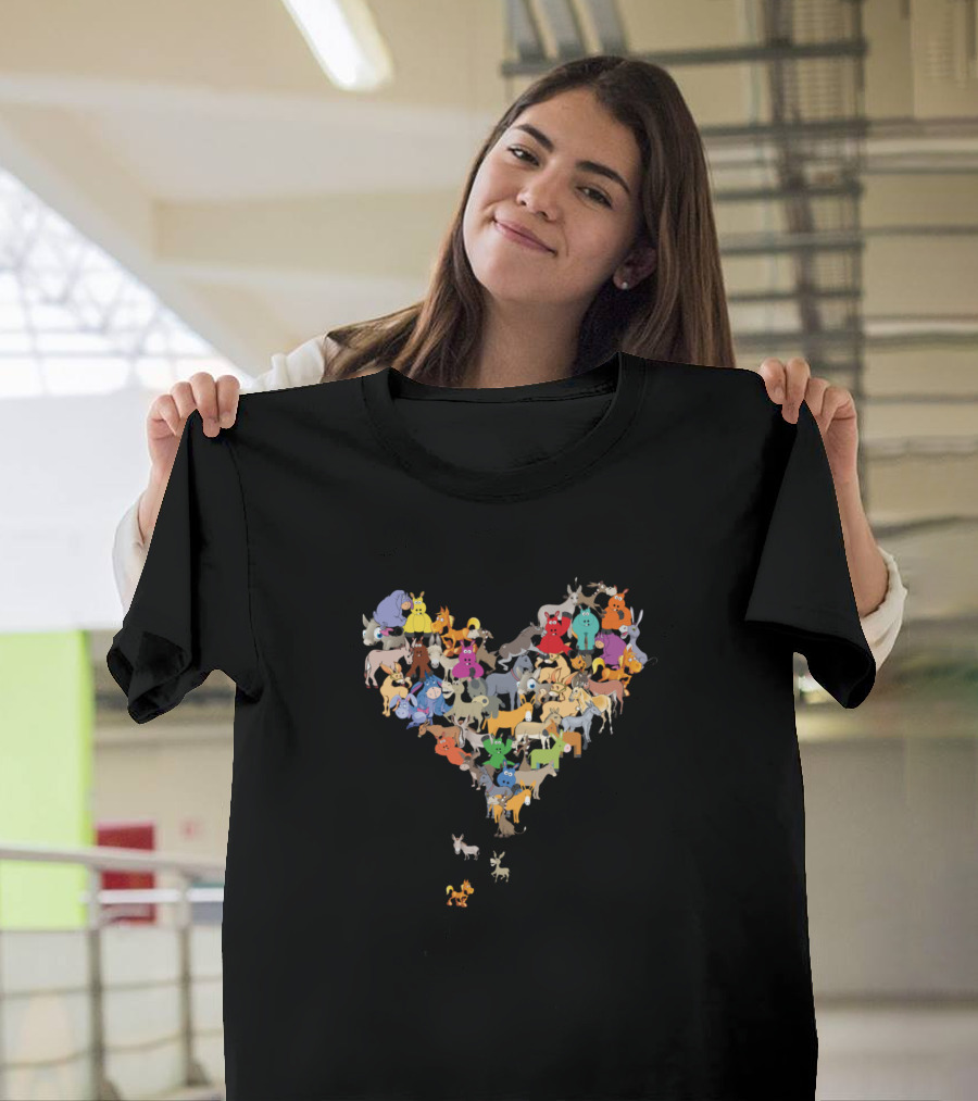 Donkeys Heart-Shaped Valentine's Animals T-Shirt