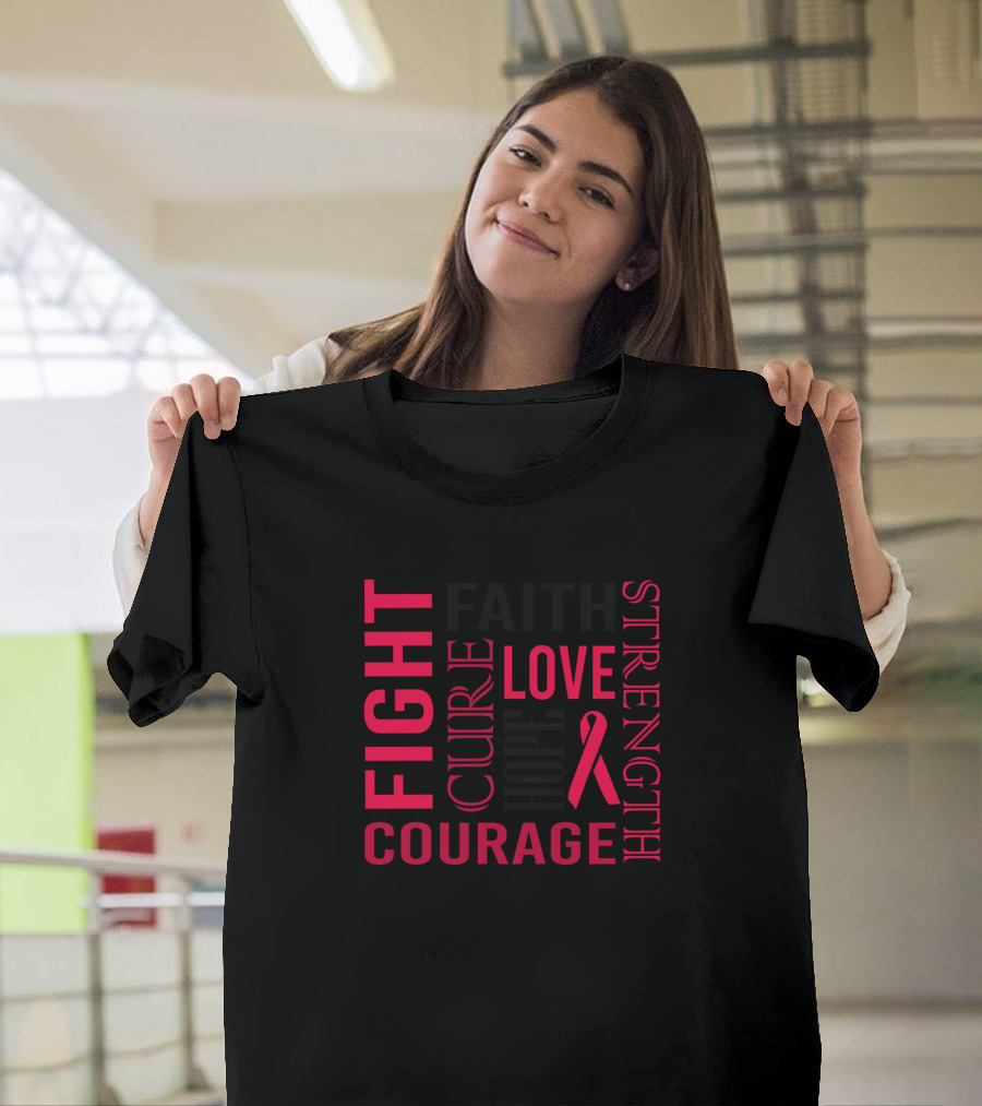 Fight Faith Hope Love Courage Strength Cure Hemophilia Awareness T-Shirt