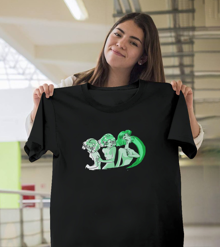 Fuu Hououji Rayearth Anime Character Evolution Green Hair Trio T-Shirt