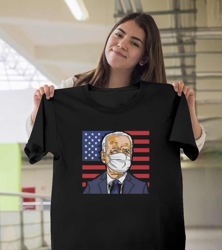 Joe Biden Mask American Flag T-Shirt