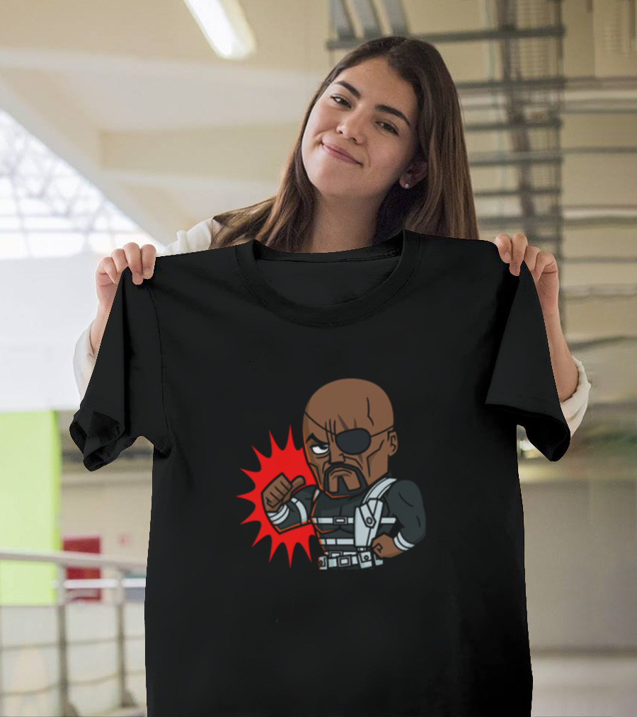 Nickfury Marvel Avengers Best Hero Strong Iconic Character Black Outfit Heroic Pose T-Shirt