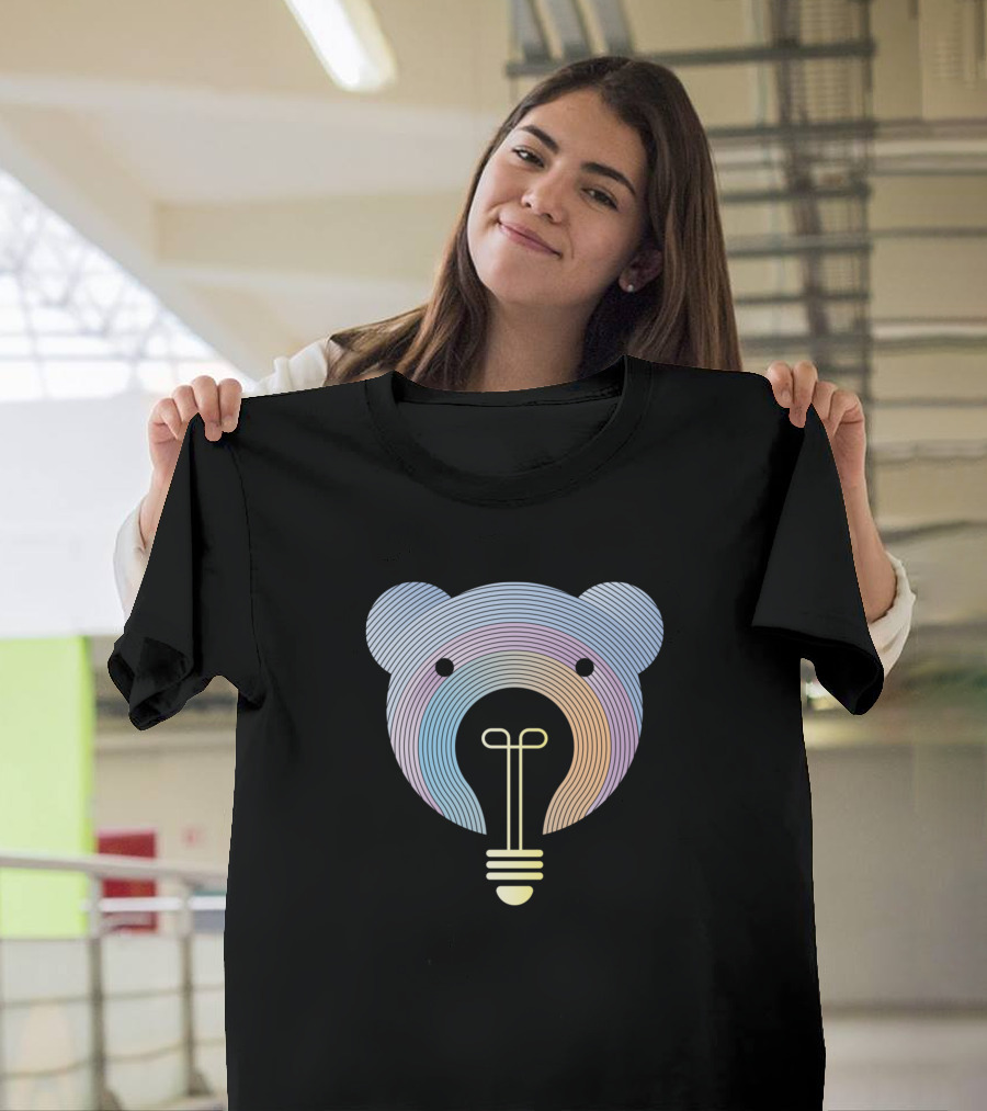 Pastel Lightbulb Rays Forming Panda Shape T-Shirt
