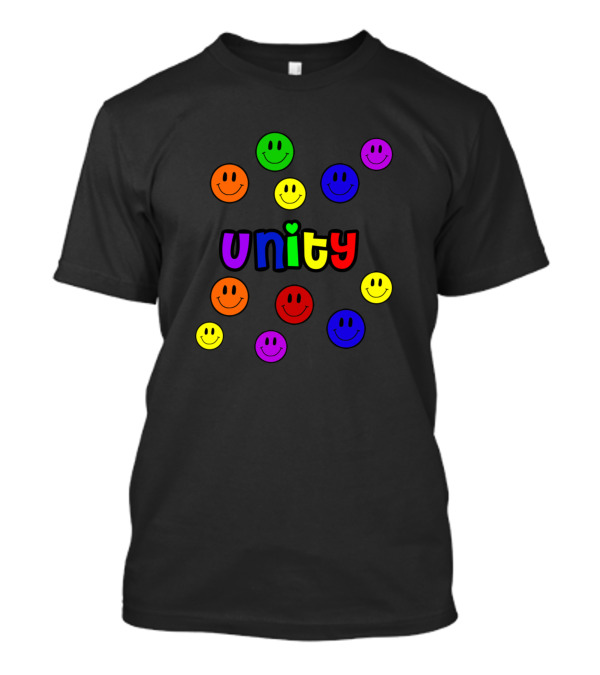 Unity Rainbow Letters And Colorful Smiley Faces T-Shirt