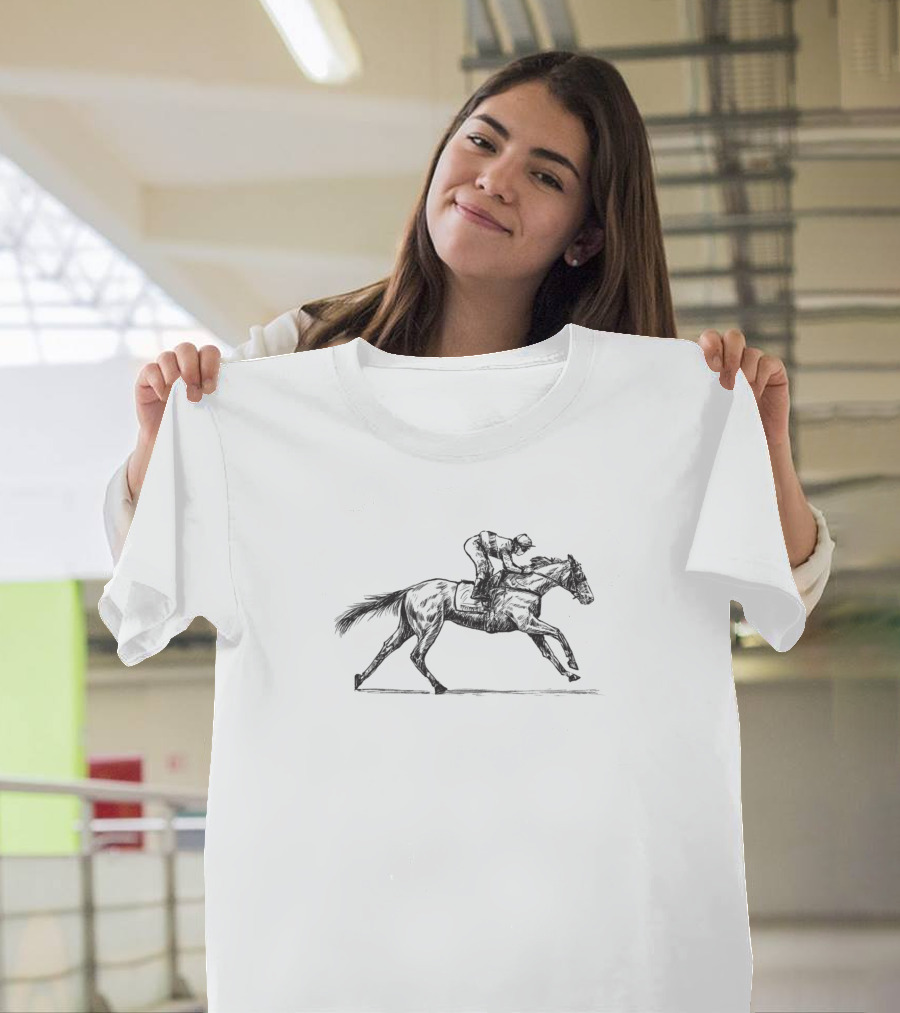 Jockey Hand Draw Horse Racing T-Shirt