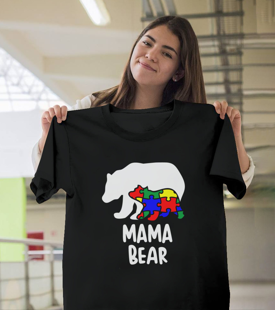 Mama Bear Puzzle Autism Awareness T-Shirt
