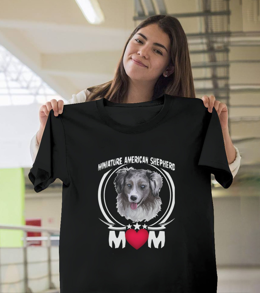 Miniature American Shepherd Heart Mom With Dog T-Shirt