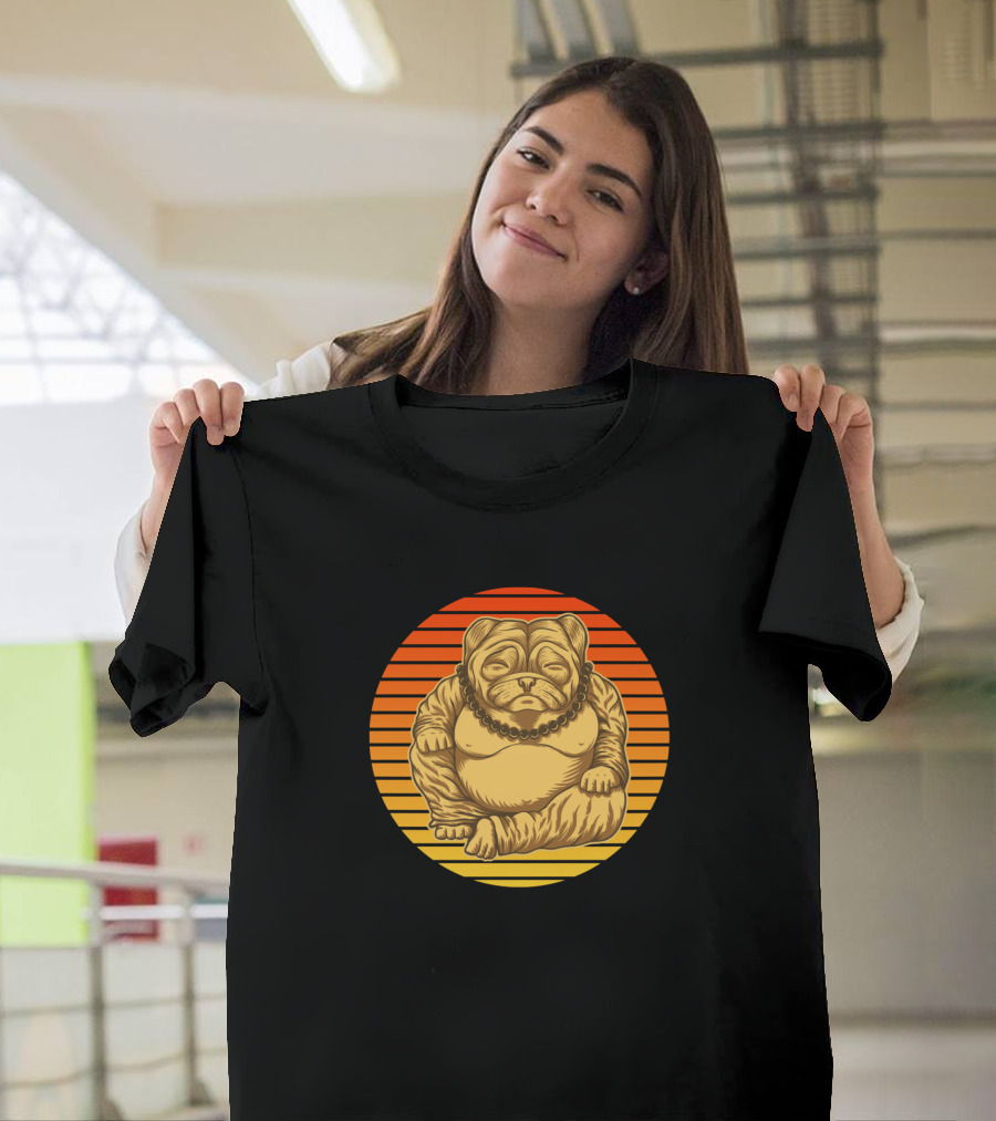 Retro Puggha The Pug Buddha Dogs Vintage Style Buddha890 T-Shirt
