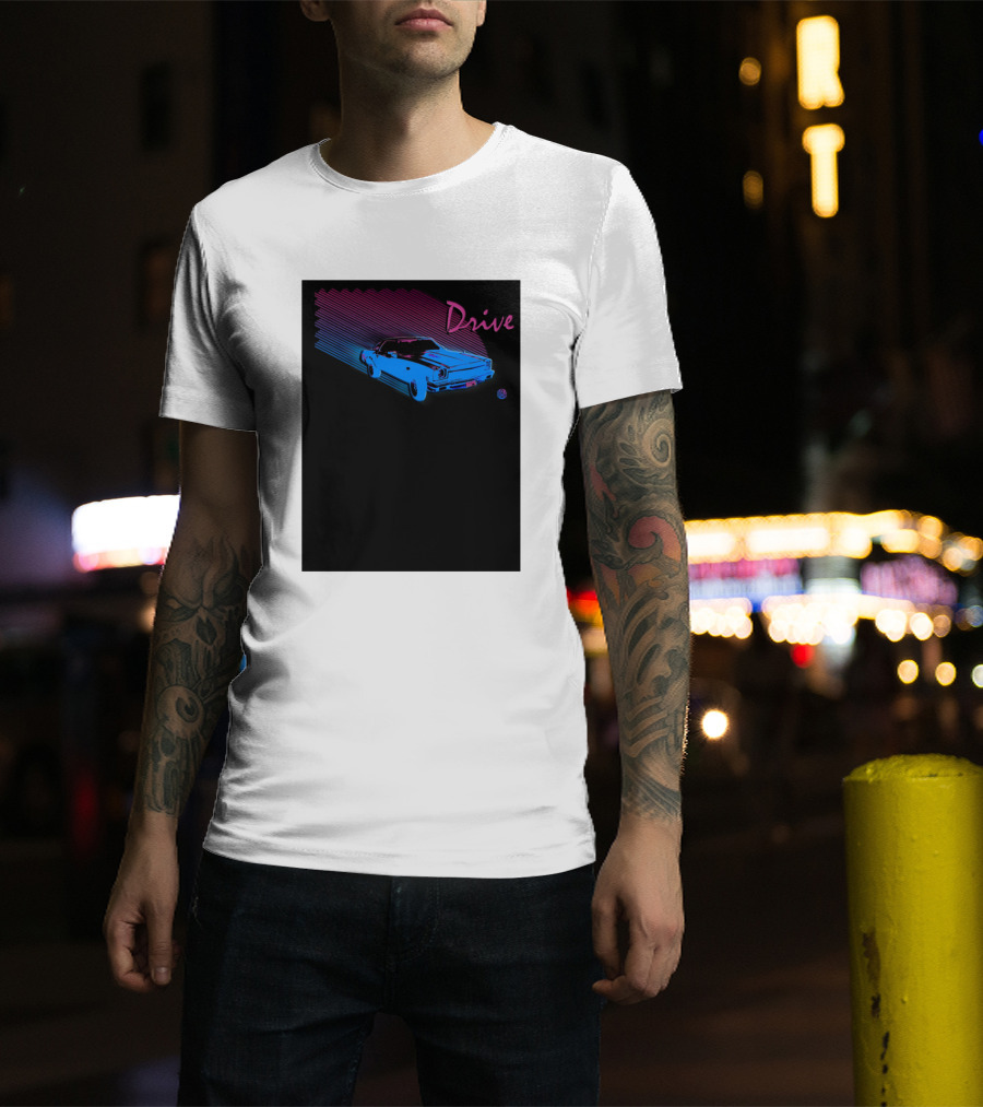 Drive Retro Neon Car Aesthetic T-Shirt