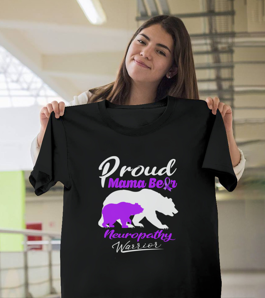 Proud Mama Bear Neuropathy Warrior with Purple T-Shirt