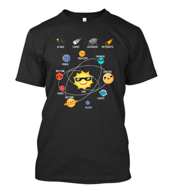 Sun Planets Stars Comet Asteroid Meteorite Mercury Venus Earth Mars Jupiter Saturn Uranus Neptune Pluto T-Shirt