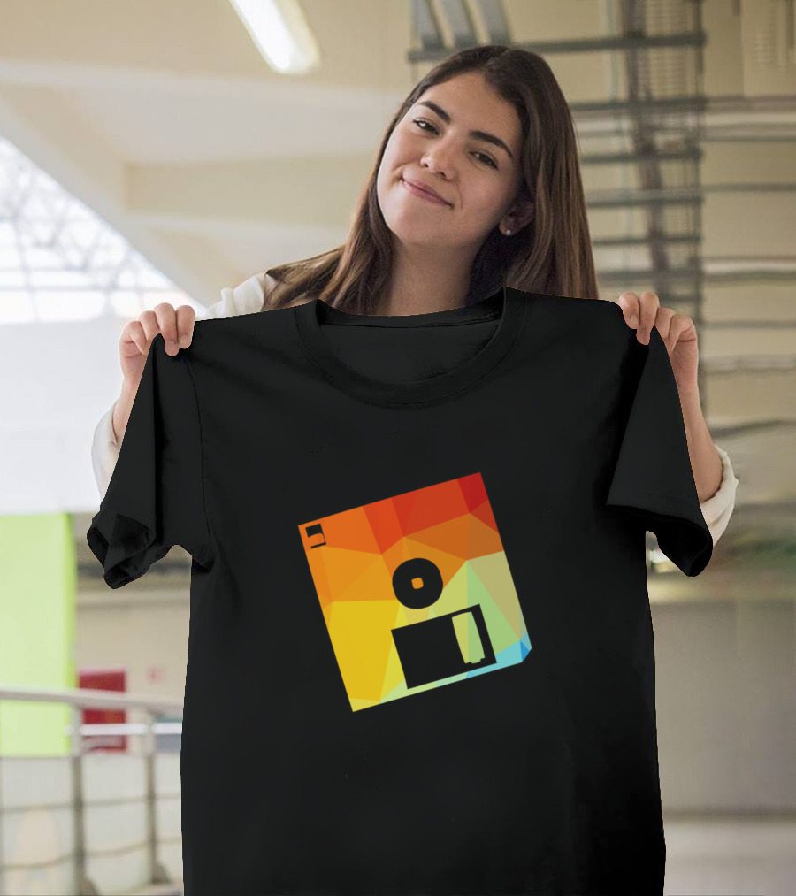 Retro Floppy Disk Colorful Geometric Card T-Shirt