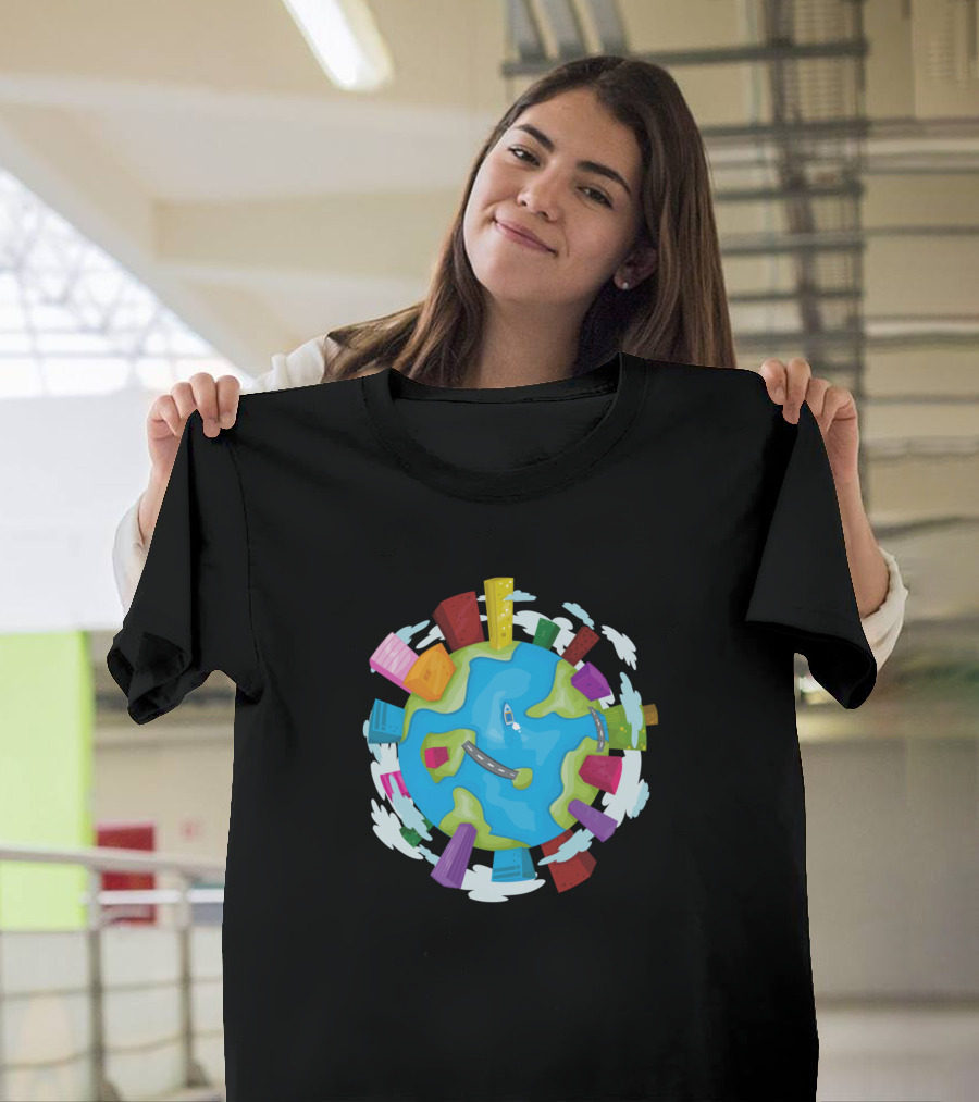 Swaggz World Cartoon Cities and Clouds T-Shirt