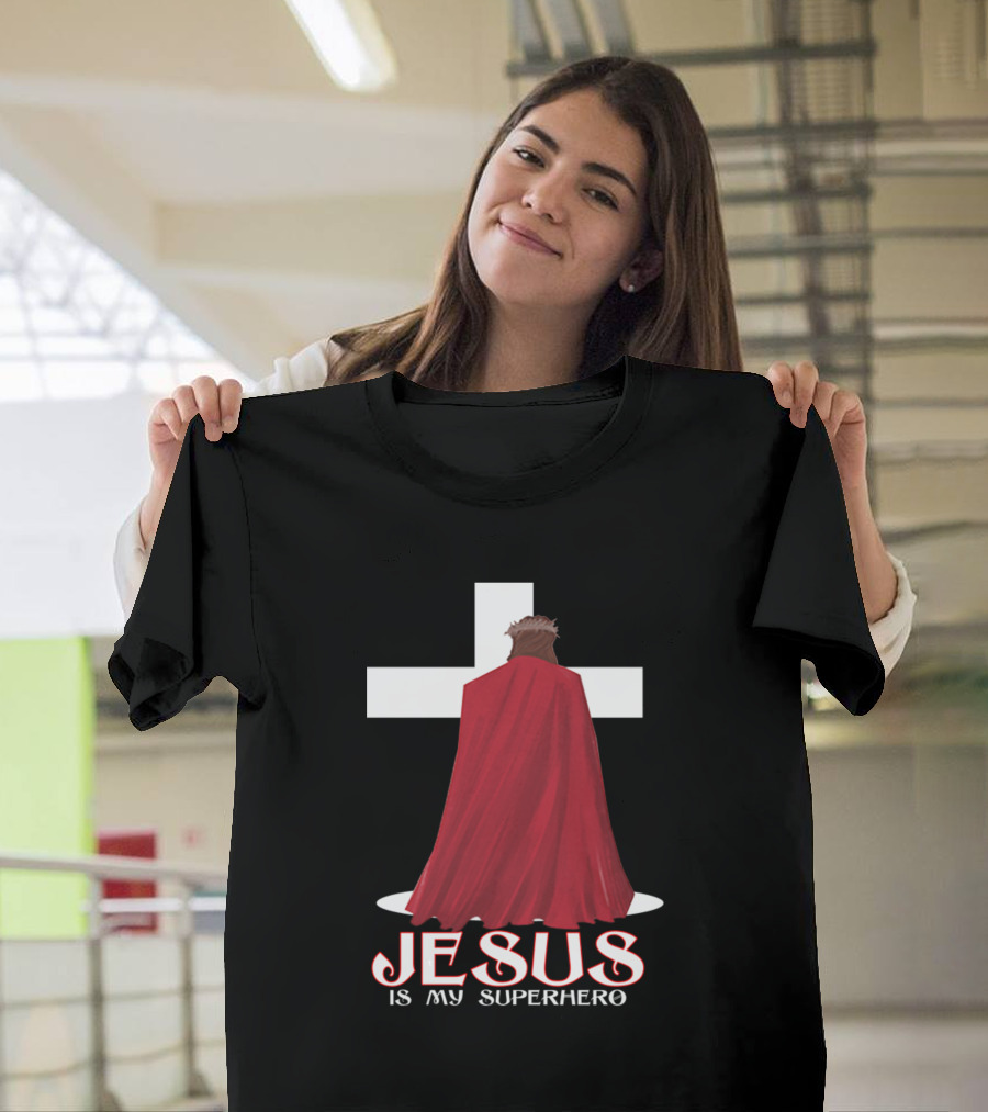 Jesus Is My Superhero Red Cape Cross Symbol Size 3XL T-Shirt