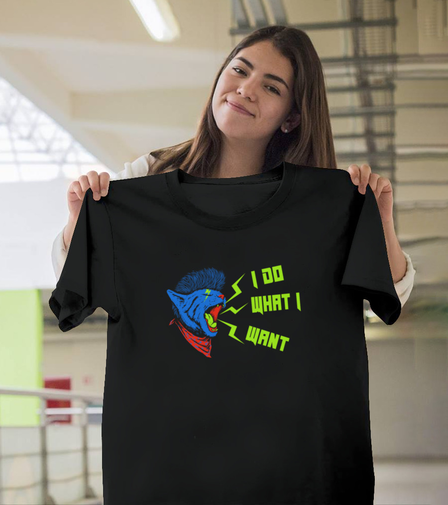 Rocker Cat I Do What I Want Funny Kitty Lightning Bolt Mohawk Bandana T-Shirt