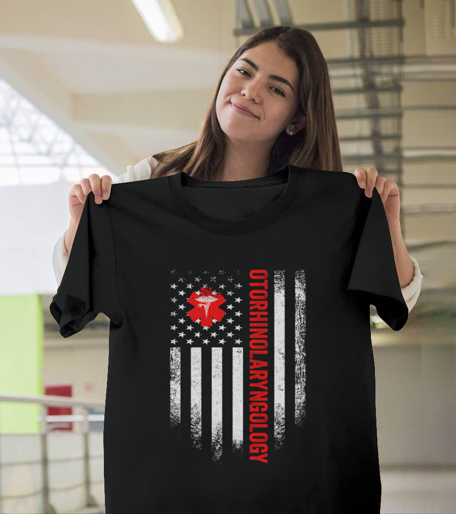 Vintage USA Otorhinolaryngology Doctor American Flag T-Shirt
