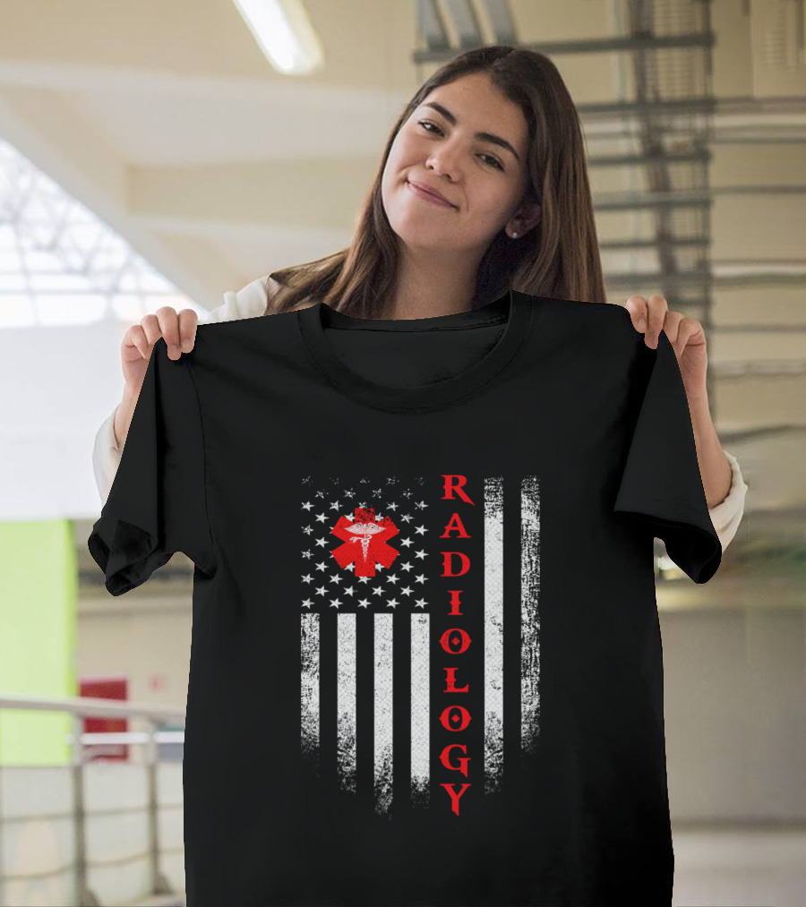 Vintage USA Radiology Doctor American Flag Design Radiology T-Shirt