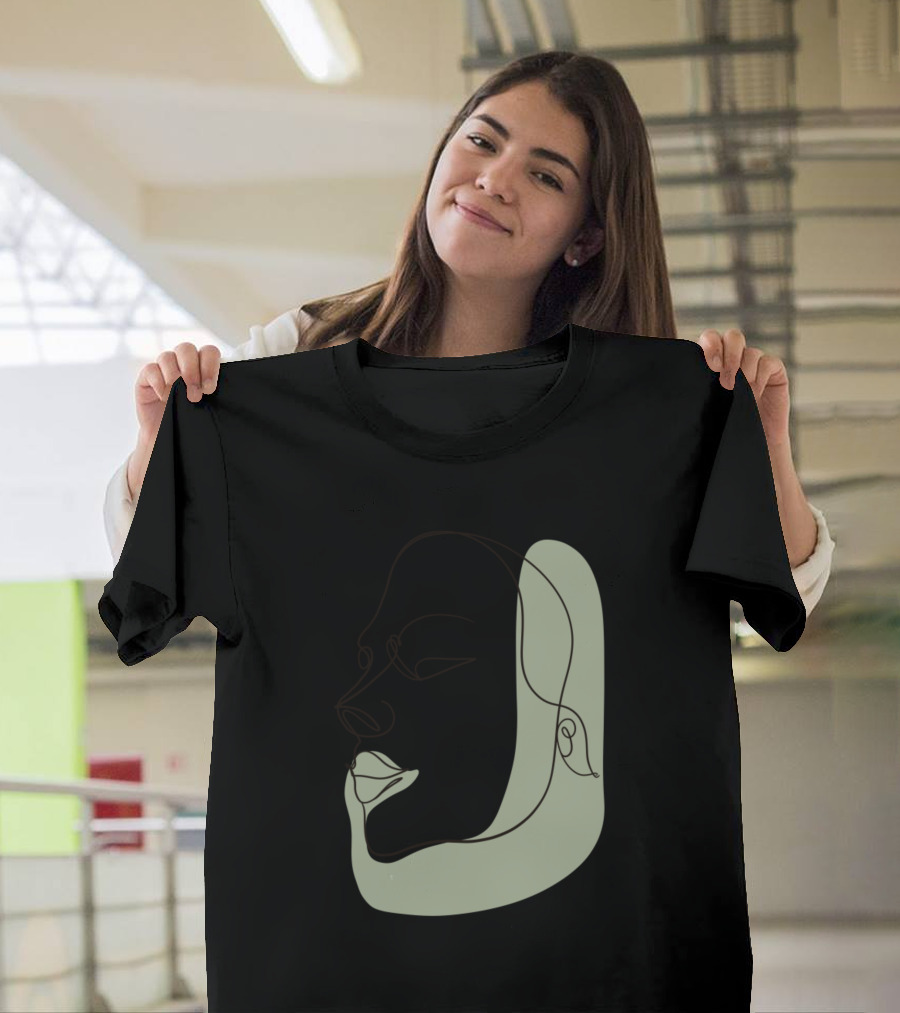 Body Positivity Face Line Drawing Simple Modern T-Shirt