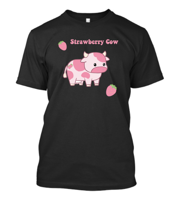 Strawberry Cow Cute Pink Cartoon With Strawberries T-Shirt