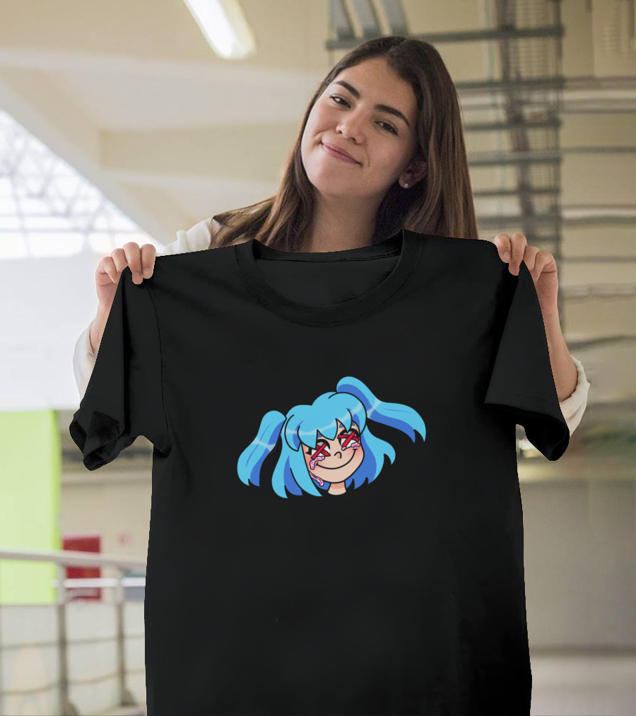 Wacky World Animated Blue-Haired Character T-Shirt
