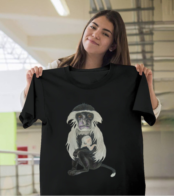Colobus Holding Sleeping Baby Gently T-Shirt