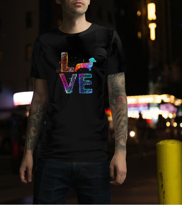 Colorful Dachshund Love Dog Mom T-Shirt