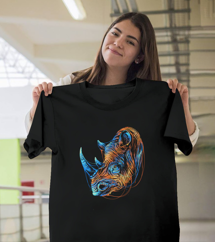 Colorful Rhino Vibrant Neon Spectrum T-Shirt