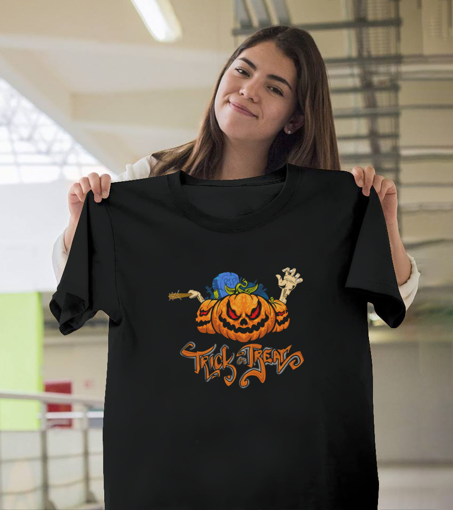Trick or Treat Pumpkin RIP Zombie Hand Halloween T-Shirt
