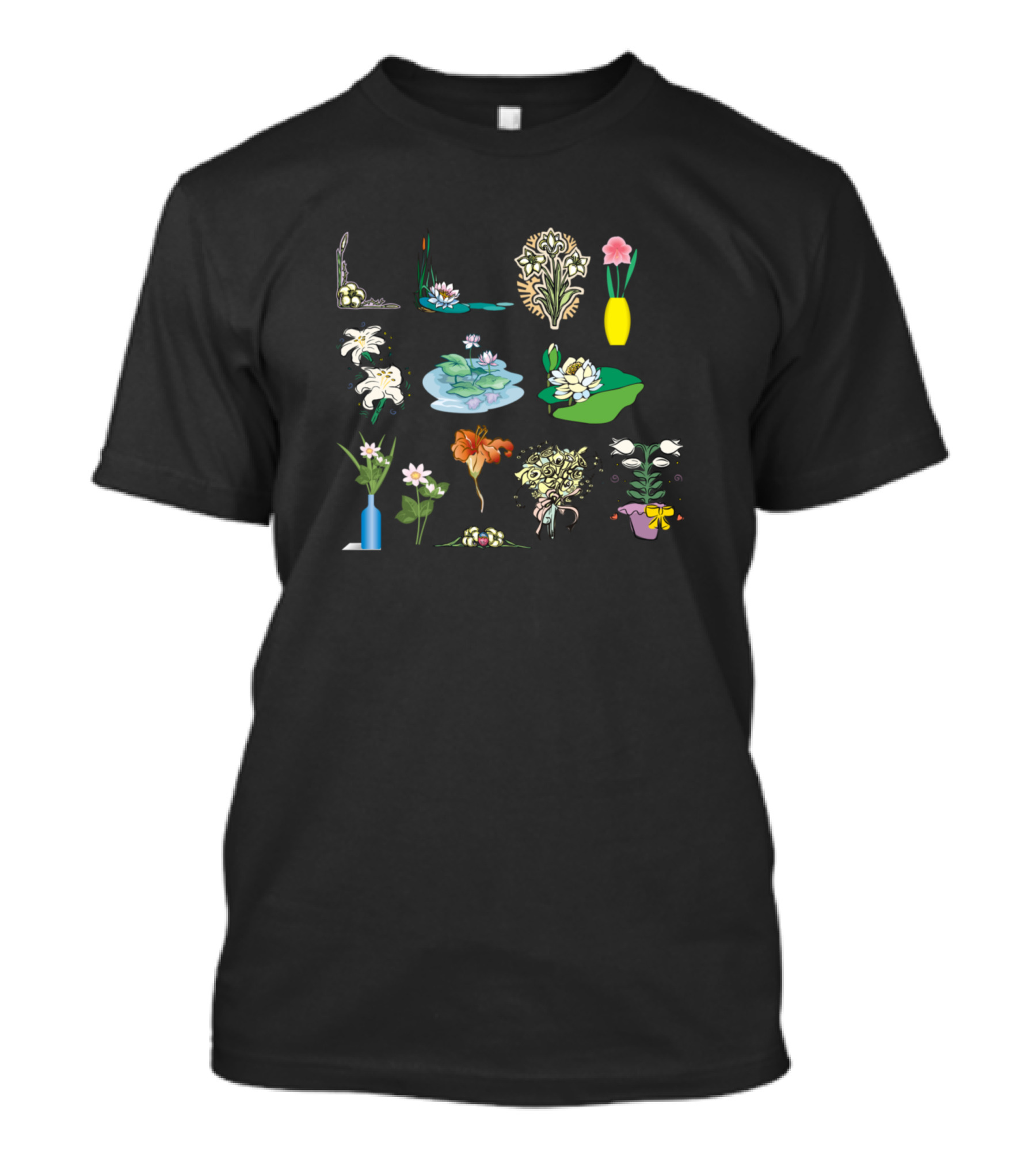 Trendy Minimalist Vintage Botanical Floral Lily Lotus Vase T-Shirt