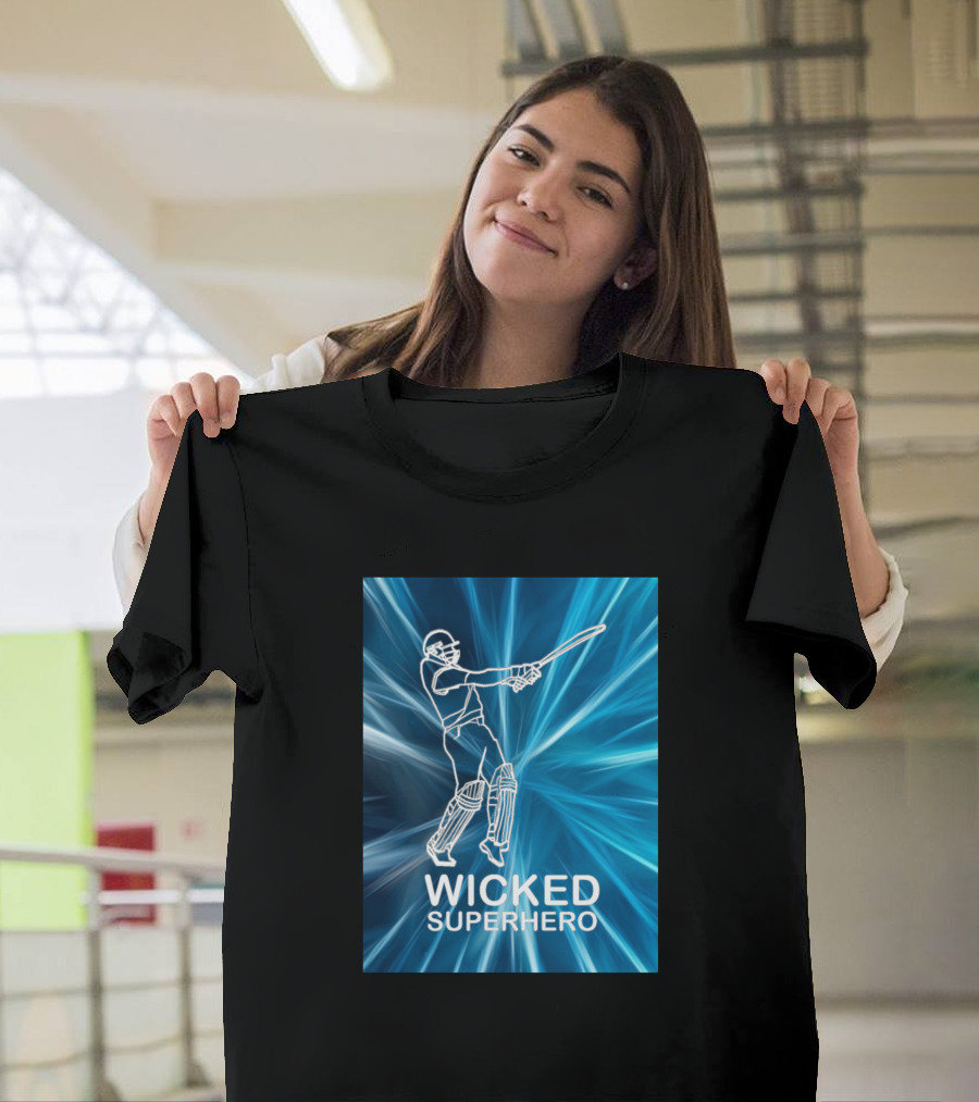 Wicked Superhero Cricket Batter Burst T-Shirt
