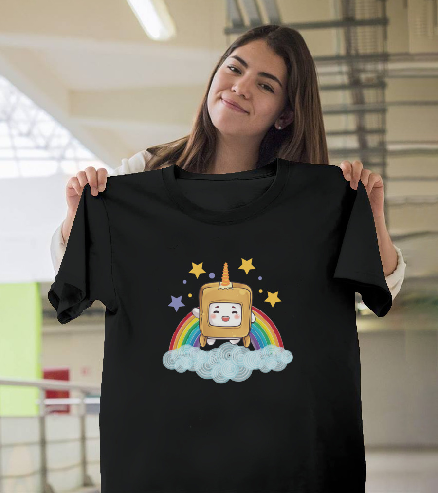 Lankybox Unicorn Rainbow Star Box Character Cloud Scene T-Shirt