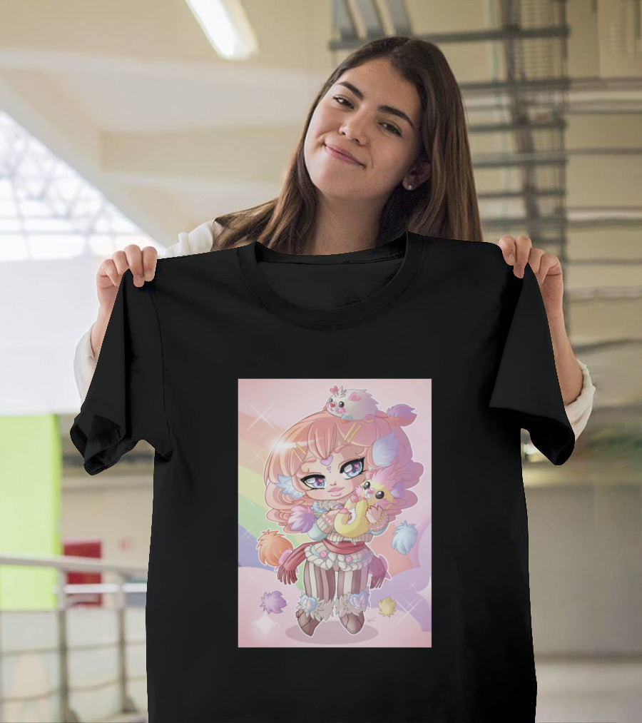 Plushies Pin Up Chibi Girl Rainbow Fantasy Cute Pastel Kawaii T-Shirt