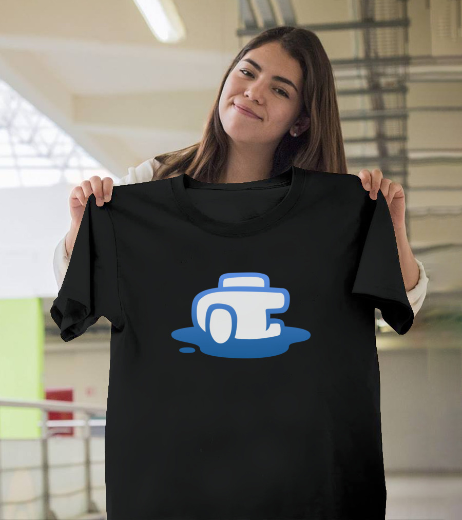 Among Us Character Crying on Floor in Blue Puddle T-Shirt