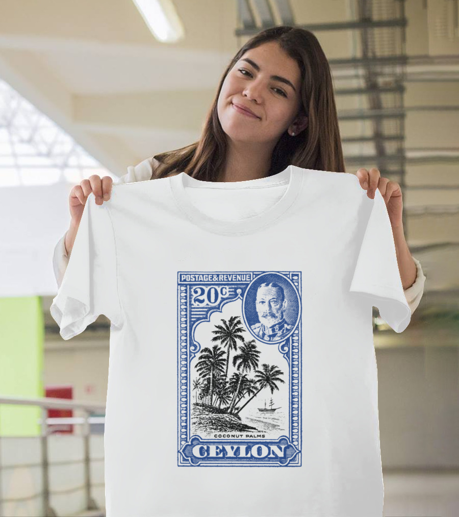 Ceylon Postage and Revenue 20c Coconut Palms Mid Century Stamp T-Shirt